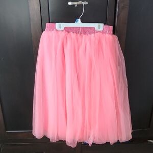 Elegant Pink Tulle A-Line Skirt